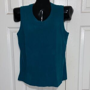 Elegant Teal Sleeveless Sweater Tank Top